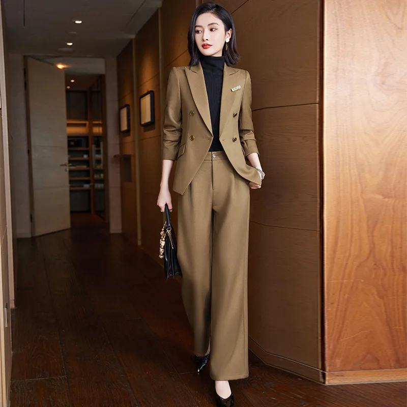 Elegant Women's Double Breasted Blazer Pants Set 2025 Autumn Winter Fashion Office Work Outfit Lady Matching Set Trousers Jacket - Image 6