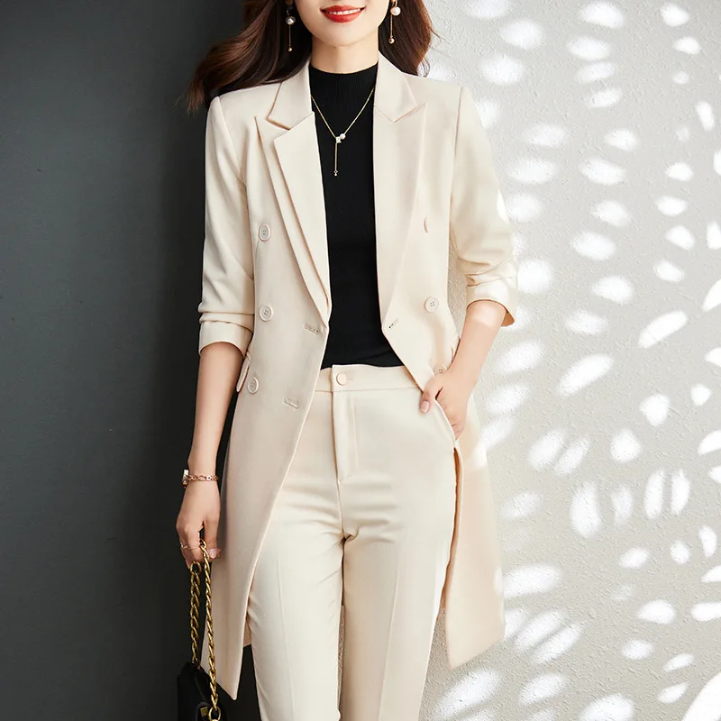 High Quality Blazer Suit Pants Jacket Sets Female Autumn Winter Formal Ladies Lengthen Business Suits Women Work Office Uniform - Image 4